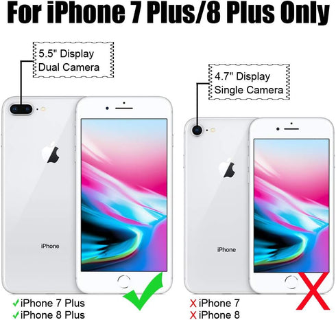 TOOVREN Upgraded iPhone 7 Plus Wallet Case, iPhone 8 Plus Wallet Case with Card Holder Perfect for Travel, Daily use, Work Aqua...